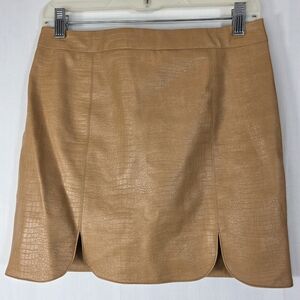 ee:some Camel Crocodile Embossed Faux Leather Mini Skirt - Small